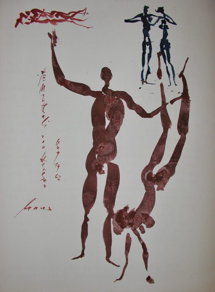 Hans Erni: "Esquisses pour Doris", 5 lithographs and some ink drawings. Illustrating a poem by Claude Roy. Vélin d'Arches (51 x 38 cm). 1953. From private collection (Switzerland).