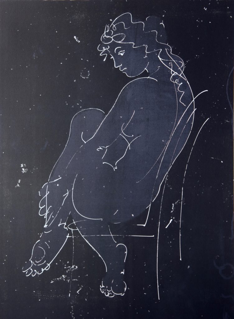 Hans Erni: "Nacktes Mädchen". Lithograph labeled "A" (63,7 x 45,8 cm). 1968. No. 458 in the catalogue raisonné of the lithographs (Hans Erni-Stiftung, 1993). From private collection (Switzerland).