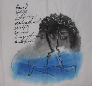 Hans Erni: Christmas Letter to his Sister Berti with Poem, part 2. Watercolor and Ink on Paper (total 137 x 35 cm). 1963. From private collection (Switzerland).