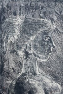 Hans Erni: "Junges Mädchen". Lithographie 23/200 (55.5 x 38 cm). 1954. Nr. 148 im Werkverzeichnis der Lithografien (Hans Erni-Stiftung, 1993). Aus Privatsammlung (Schweiz).