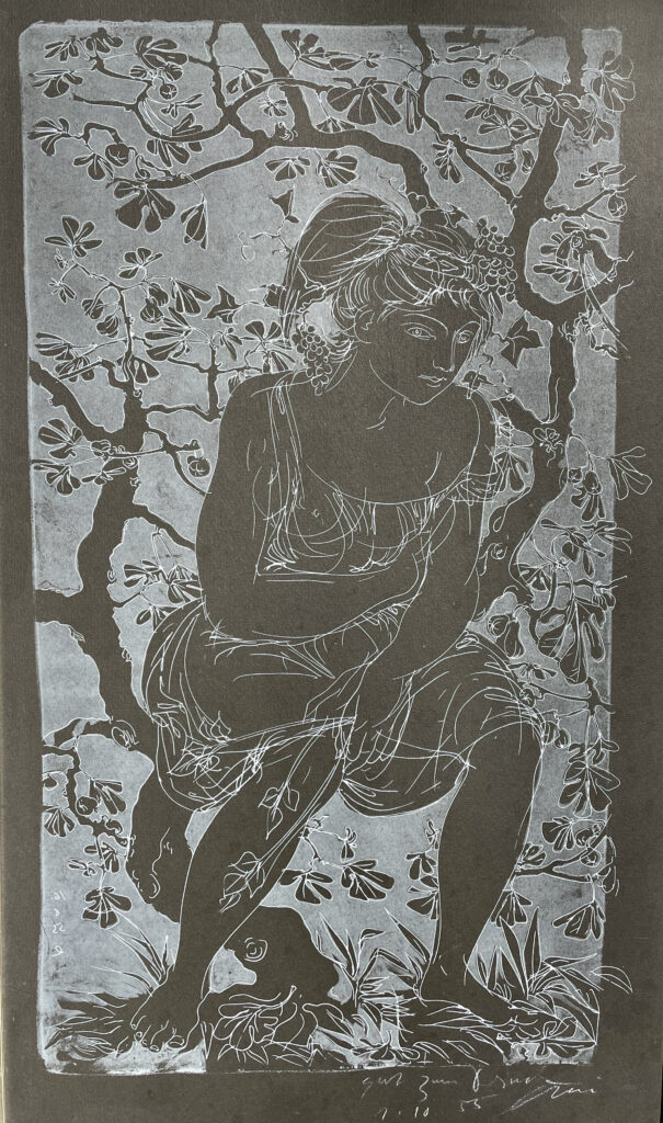 Hans Erni: "Hirtin". Lithograph "good to print" (59.5 x 33.5 cm). Dated 1.10.1955. No. 185 in the catalogue raisonné of the lithographs (Hans Erni-Stiftung, 1993). From private collection (Switzerland).